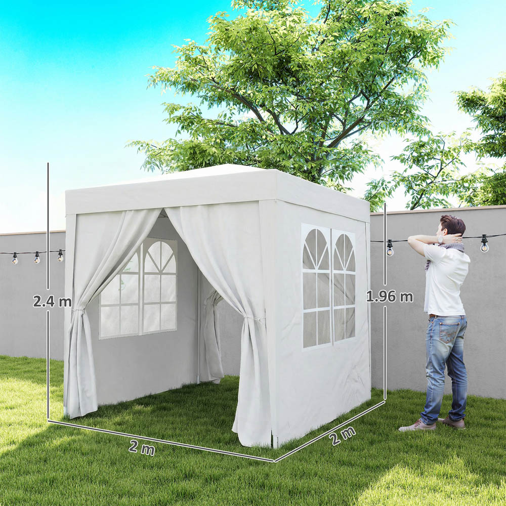 Outsunny 2 x 2m White Marquee Pop Up Gazebo Party Tent Image 8