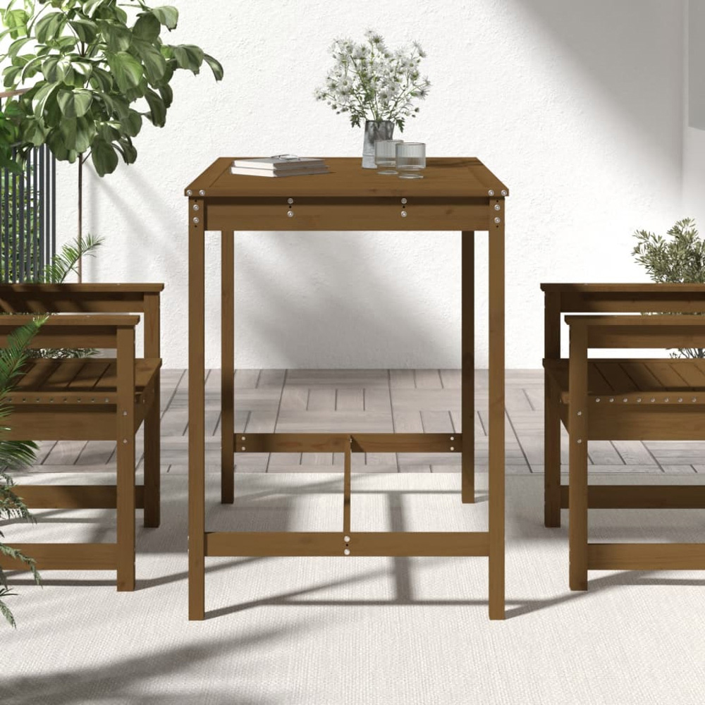 vidaXL 4 Seater Solid Pine Wood Slatted Garden Dining Table Honey Brown Image 6