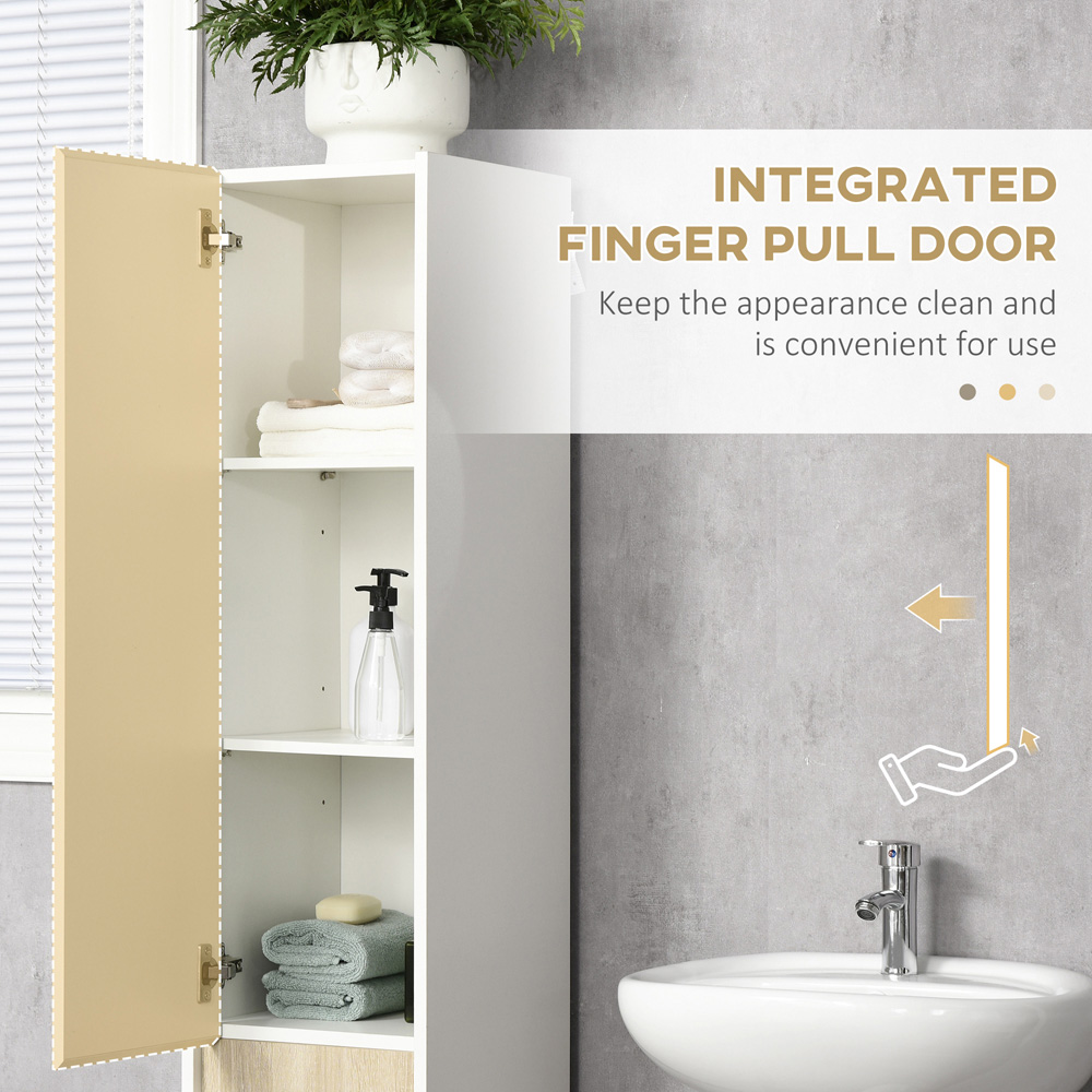Kleankin 5-TierWhite Tall Adjustable Bathroom Cabinet Image 8
