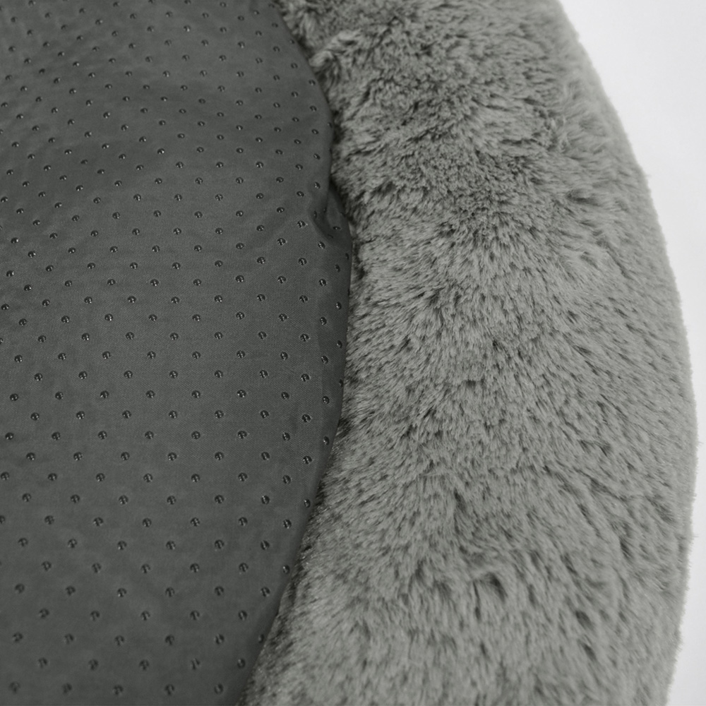 Petwinks Small Grey Snug Faux Fur Round Pet Bed Image 3