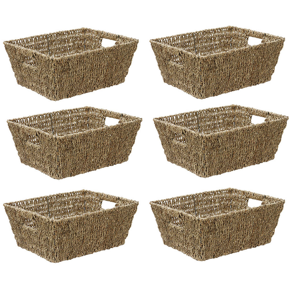 JVL Seagrass Rectangular Storage Basket Set of 6 Image 1