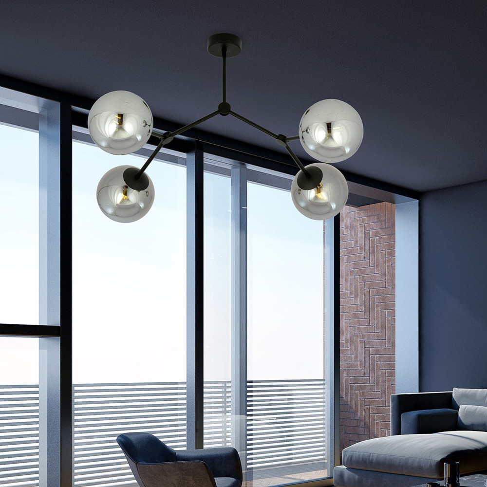 Emibig Space 4 Light Graphite Shade Black E14 Ceiling Light Image 2