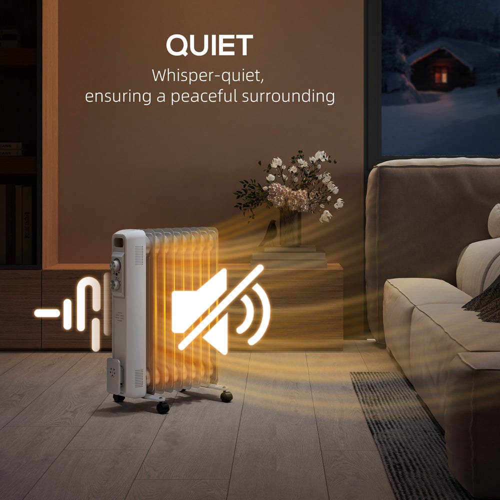 HOMCOM 9 Fin White Oil Filled Heater Radiator 1500W Image 7