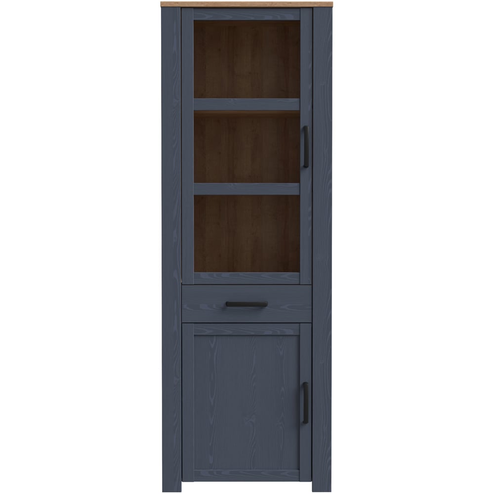 Florence Bohol 2 Door Single Drawer Riviera Oak and Navy Narrow Cabinet Image 3