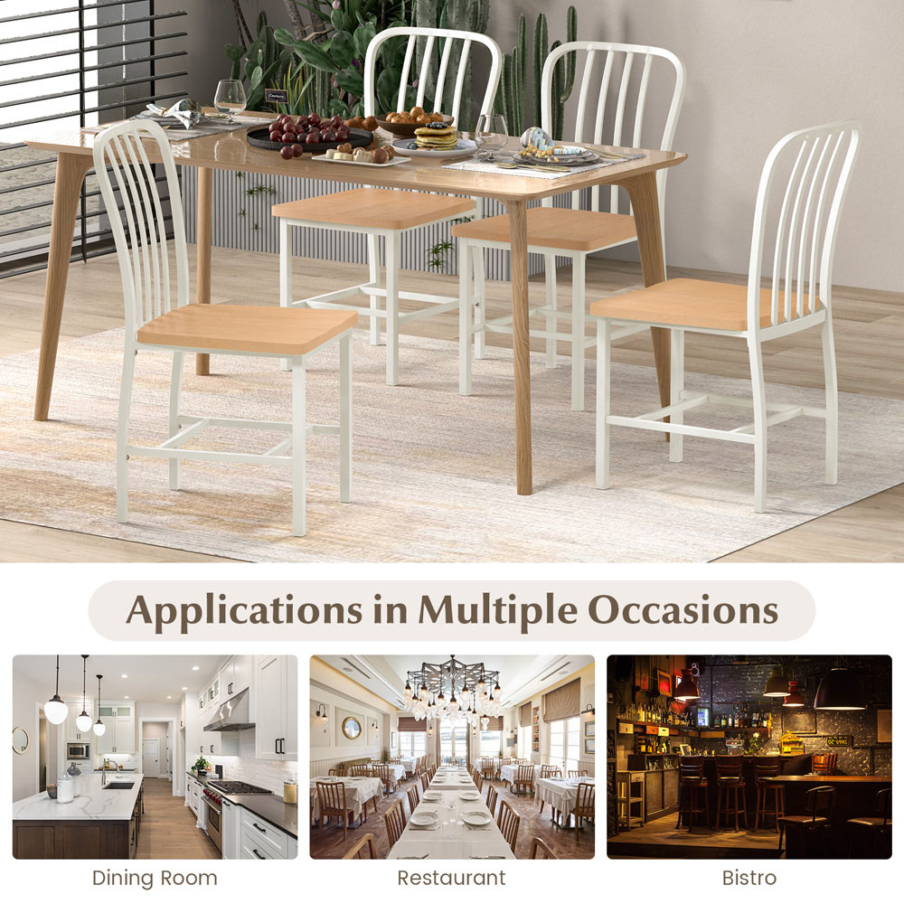 Costway Set of 2 White Dining Chair with Footrest Image 5