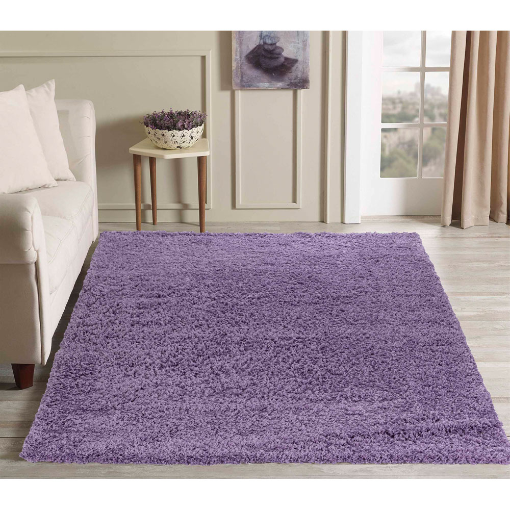 Desire Rugs Oxford Lilac Plain Shaggy Rug 200 x 290cm Image 2