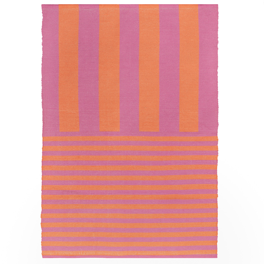 furn. Deck Orange Stripe Printed Indoor and Outdoor Rug 120 x 120cm Image 1