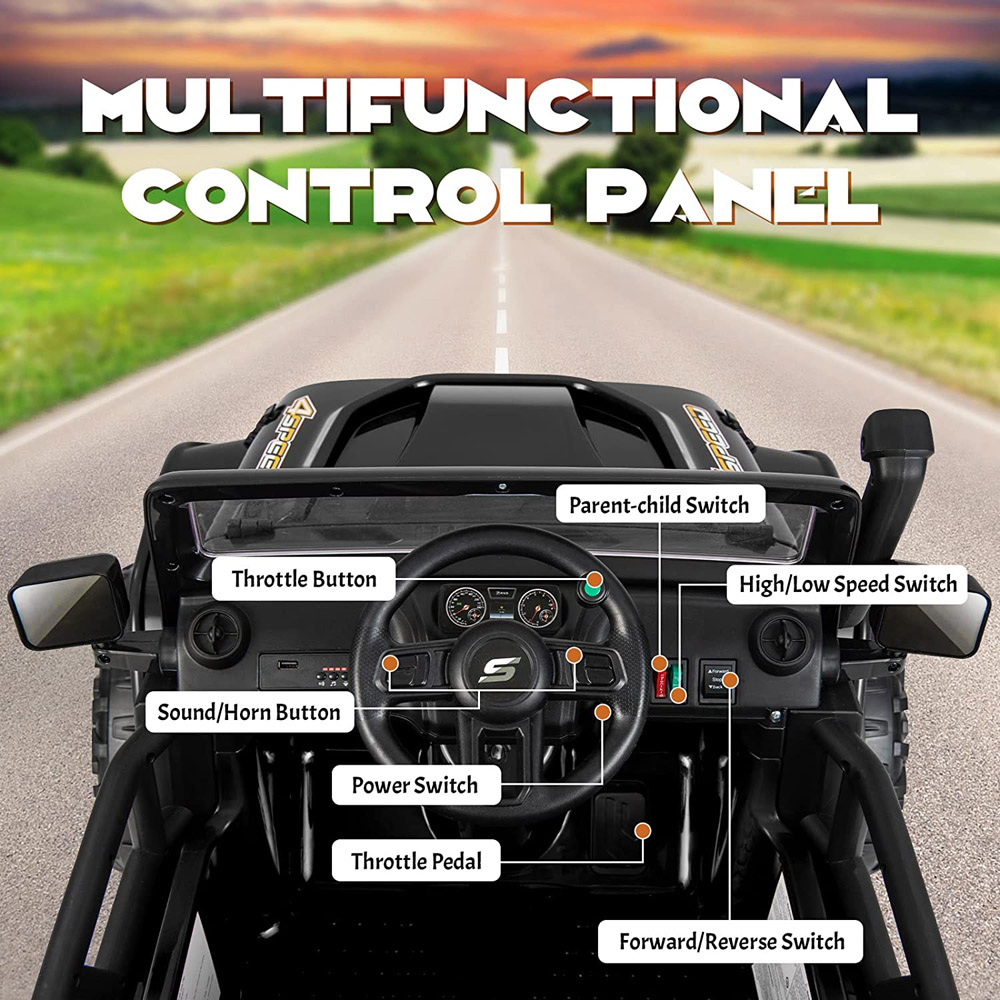 Costway Black Battery Powered Electric Parent Child Ride On Car Image 4