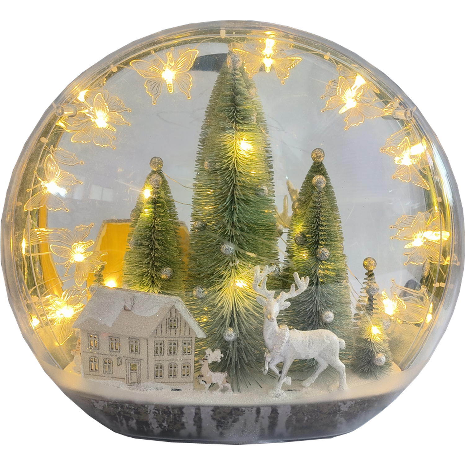 LED House & Reindeer in Forest Scene - Clear Image 1