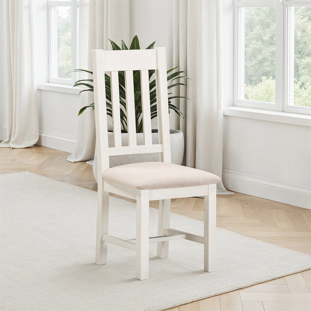 Seconique Windsor Sey of 2 Ivory and Oat Fabric Slatted Dining Chair Image 7
