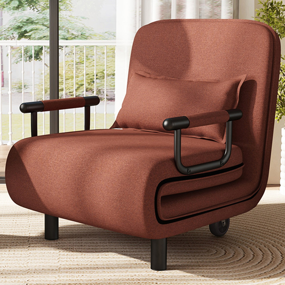 Costway Brown 3 in 1 Convertible Sofa Bed Image 1