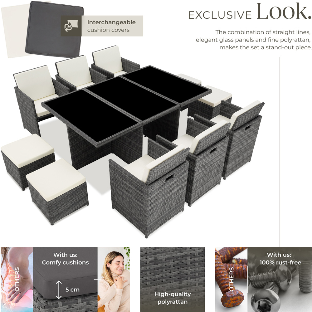 tectake New York 10 Seater Garden Dining Table Set Grey Image 3