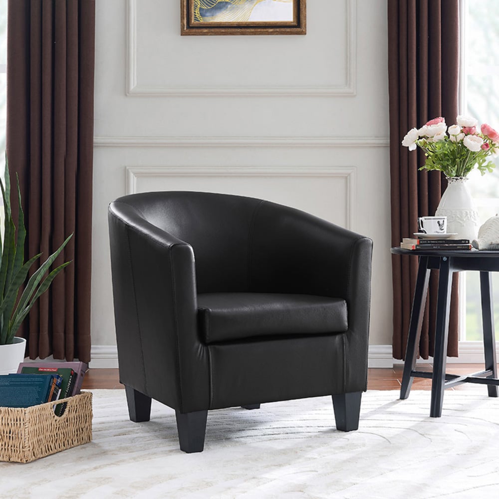 Home Detail Canberra Black PU Leather Tub Chair Image 3
