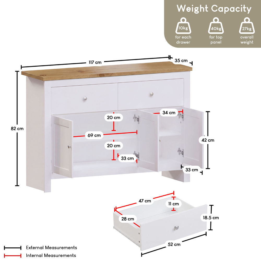 VIDA DESIGNS Arlington 3 Door 2 Drawer White Sideboard Image 9