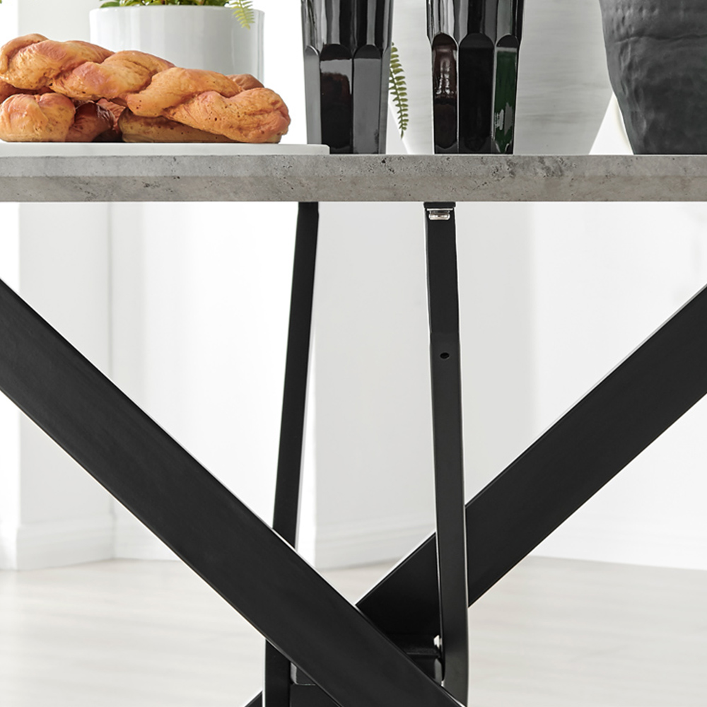 Furniturebox Arona 6 Seater Round Dining Table Concrete and Black Image 4