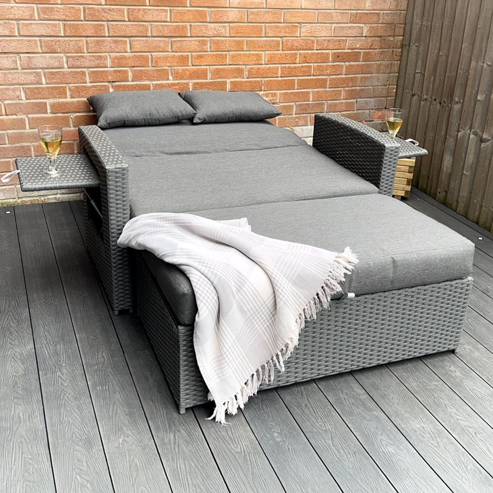 Outdoor Living Oasis 2 Seater Grey Sofa Daybed Set Image 4