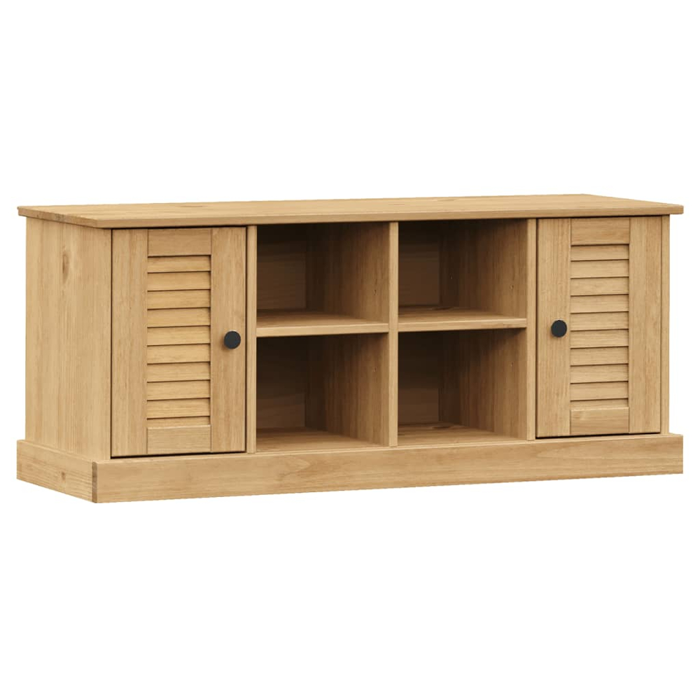 vidaXL 2 Door 4 Shelf Brown Solid Pine Wood Shoe Bench Image 2