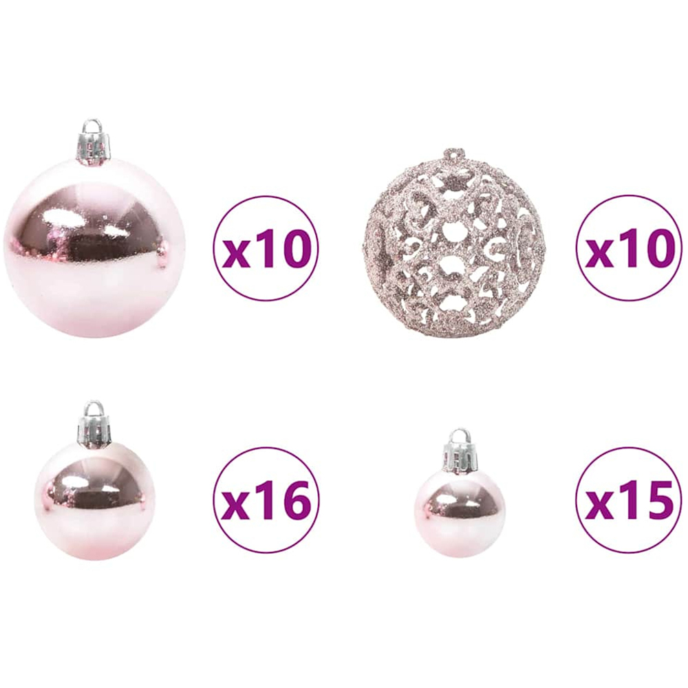 vidaXL Pre-Lit Pink Baubles Artificial Snow Flocked Christmas Tree 7ft Image 9