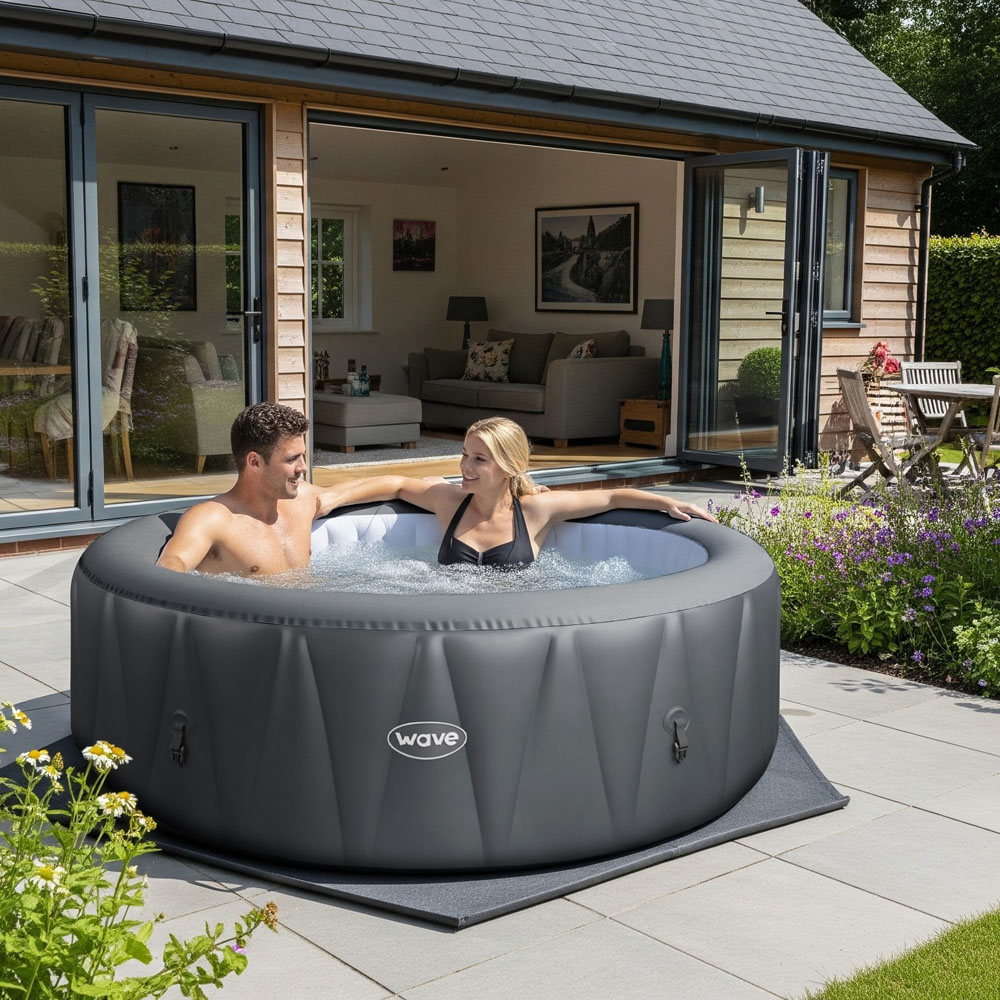 Wave Atlantic 4 Person Dark Grey Round Inflatable Hot Tub with EnergySave Bundle Image 2