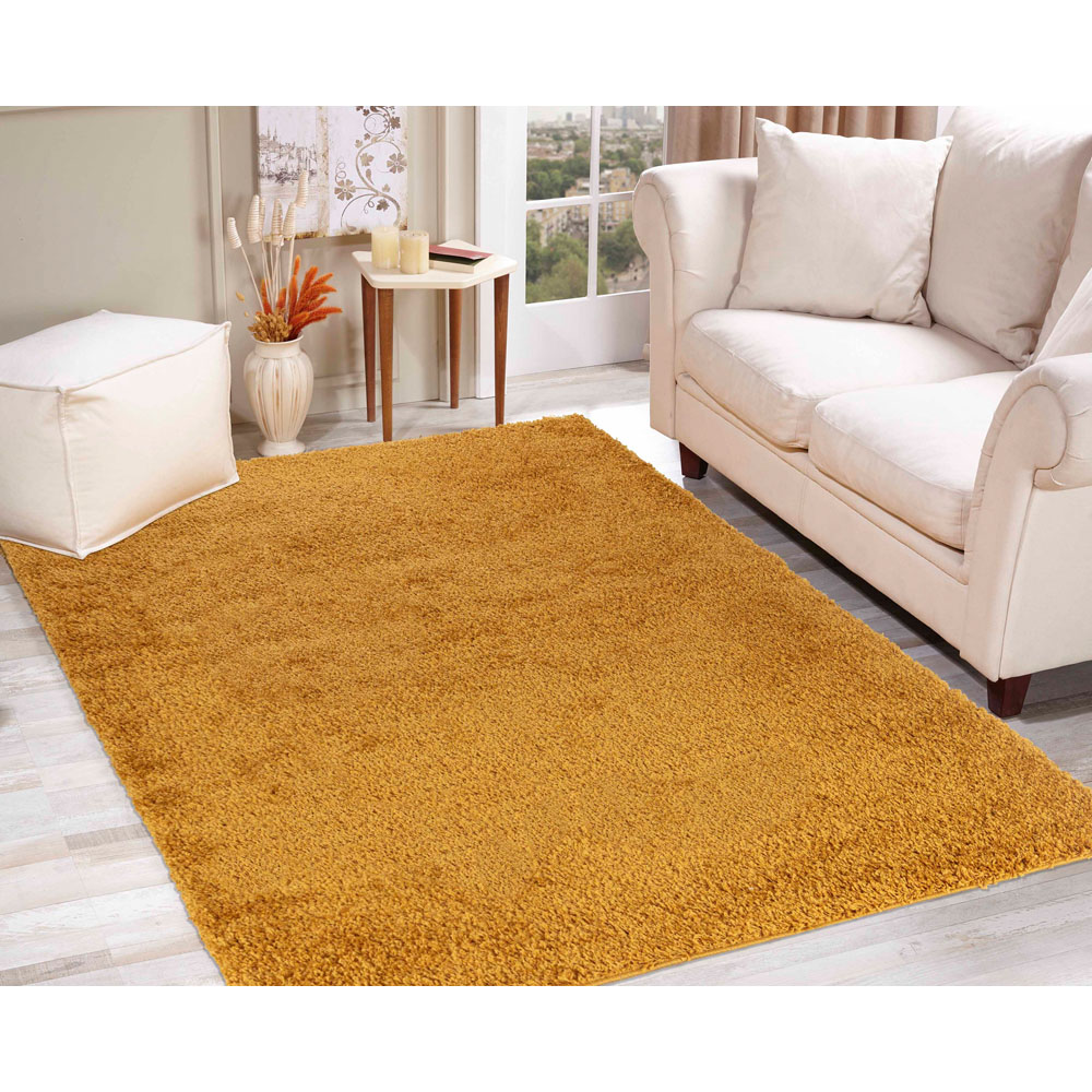 Desire Rugs Oxford Gold Plain Shaggy Rug 160 x 230cm Image 4