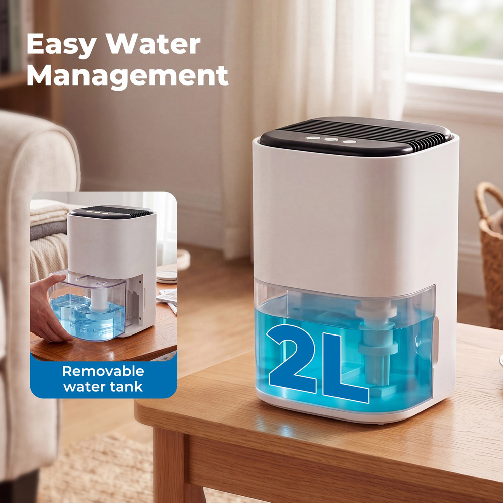 Spector White Electric Dehumidifier with LED Light and Timer 2000ml Image 9