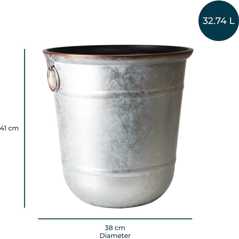 Jack Stonehouse Galvanised Steel and Copper Rim Effect Bucket Planter 32L Image 5