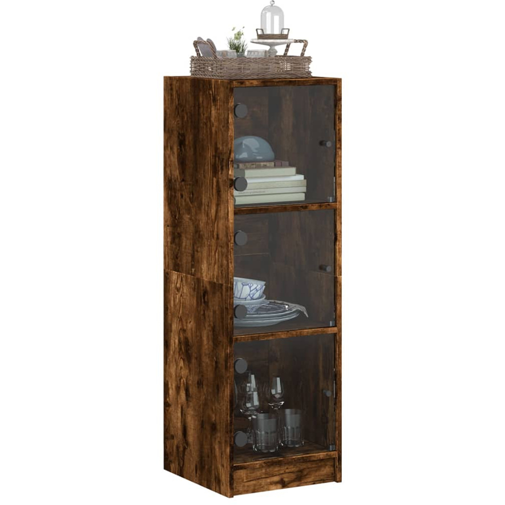 vidaXL 3 Glass Door Smoked Oak Highboard Image 3
