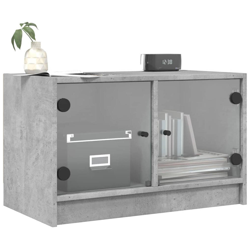 vidaXL 2 Glass Door Concrete Grey TV Cabinet Image 3
