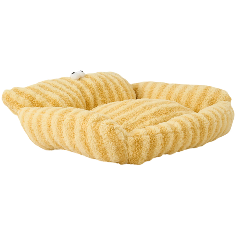 H&O Direct 62cm Yellow Soft Warm Stripe Pet Sofa Bed Image 3