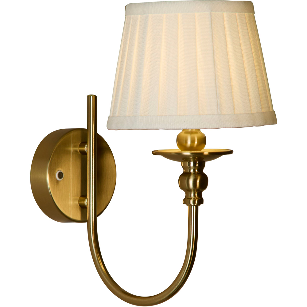Lighting Collection Pleated Fabric Shade Gold Rechargeable LED Wall Lamp Image 3