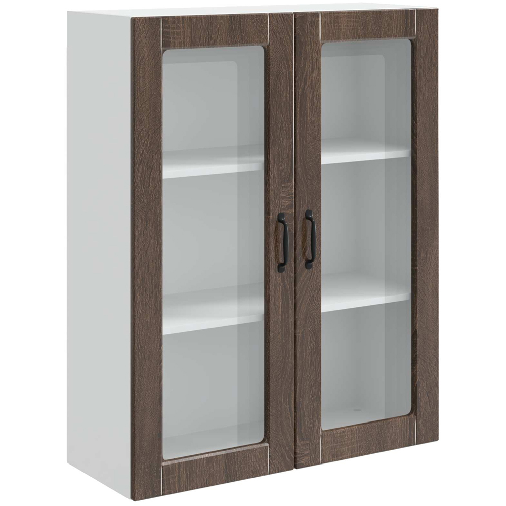 vidaXL 2 Glass Door Brown Oak Kitchen Wall Cabinet Image 2