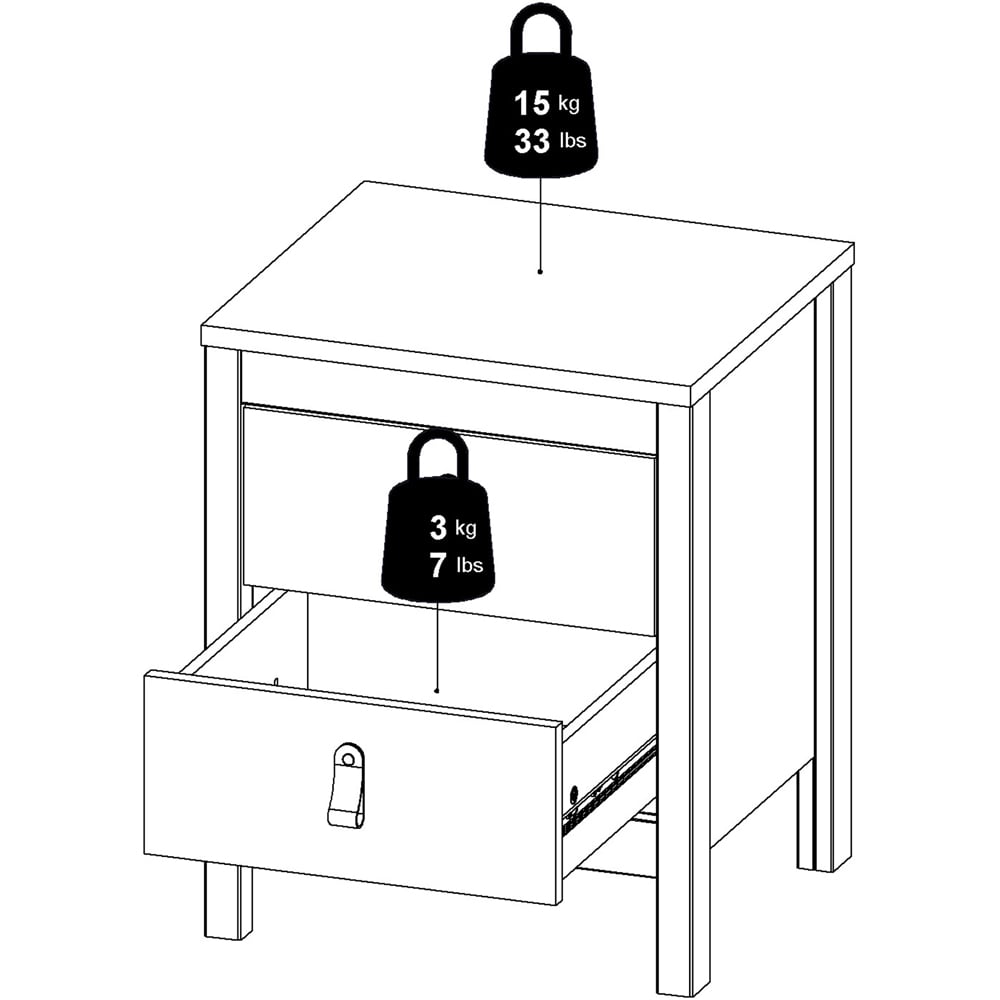 Florence Barcelona 2 Drawer Matt Black Bedside Table Image 9