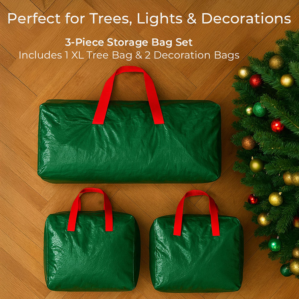 Neo 3 Piece Tree Light and Decoration Secure Seasonal Storage Bag Set Image 3