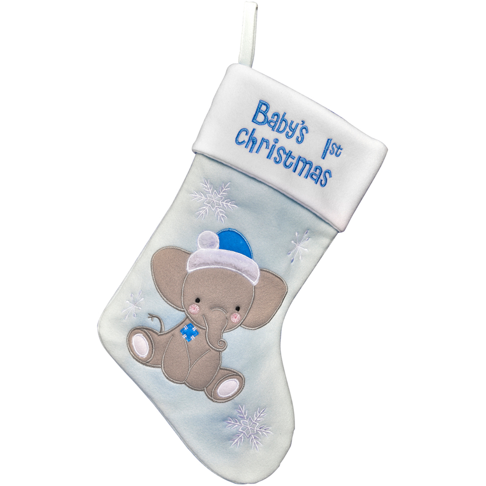 Single Baby's 1st Christmas Elephant Stocking in Assorted styles Image 2