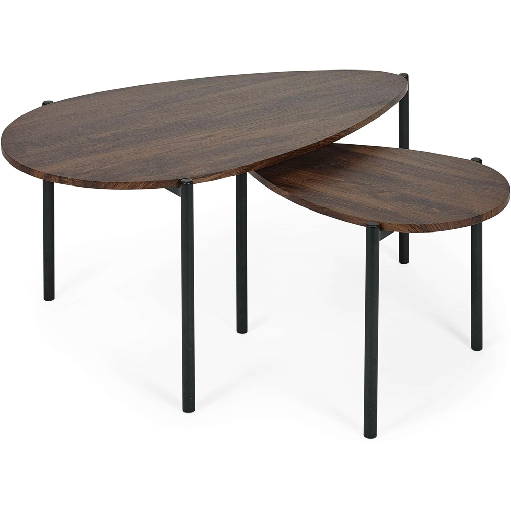 Julian Bowen Lorette Walnut Effect Teardrop Nest of Tables Set of 2 Image 3
