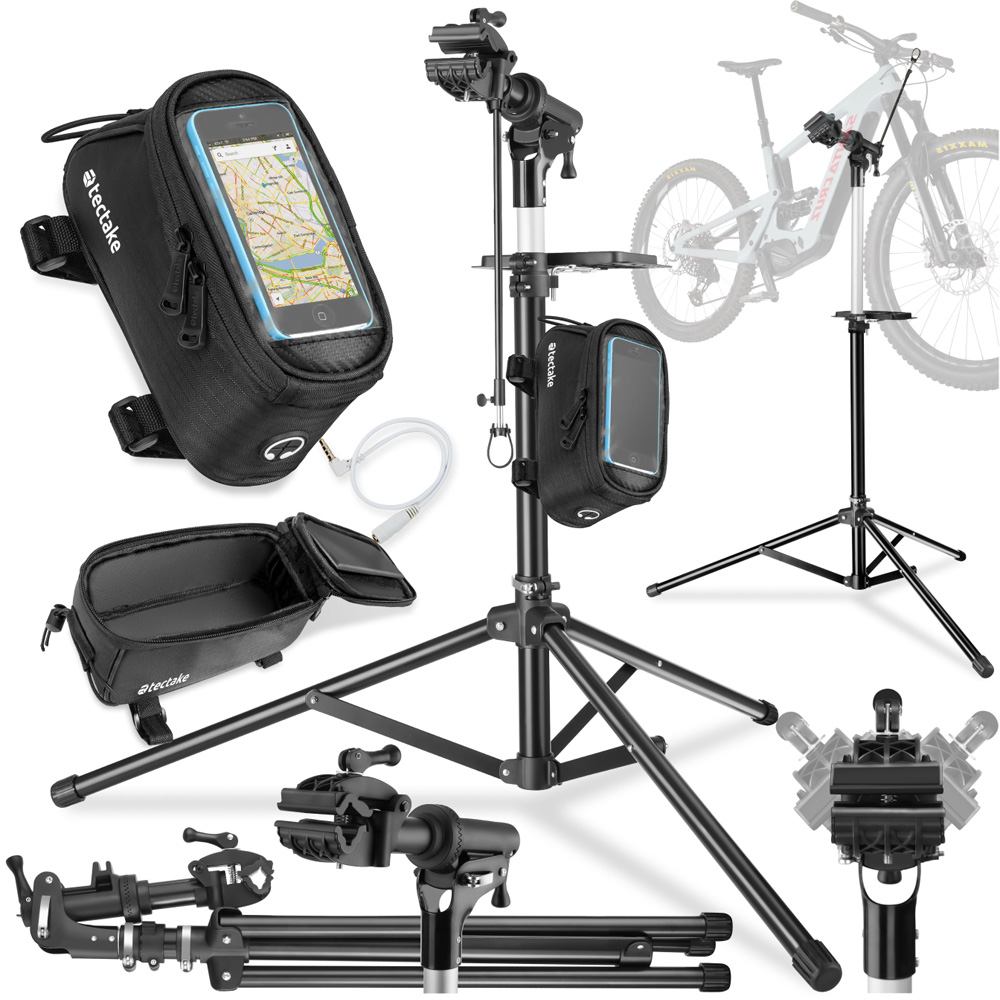 tectake Lightweight and Durable Bicycle Repair Stand and Frame Bag Set Type 1 Image 2