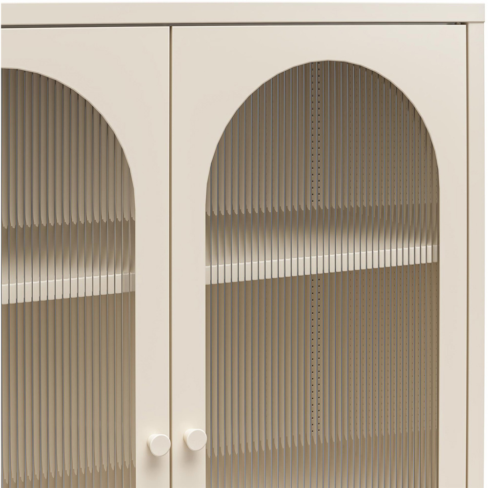 Dorel Luna 2 Door Sky Beige Fluted Glass Accent Cabinet Image 6