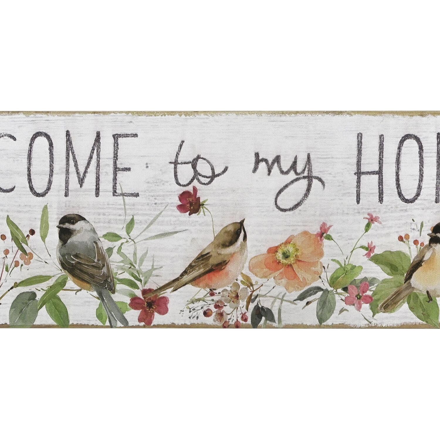 Welcome to My Home Floral Birds Sign - White Image 3