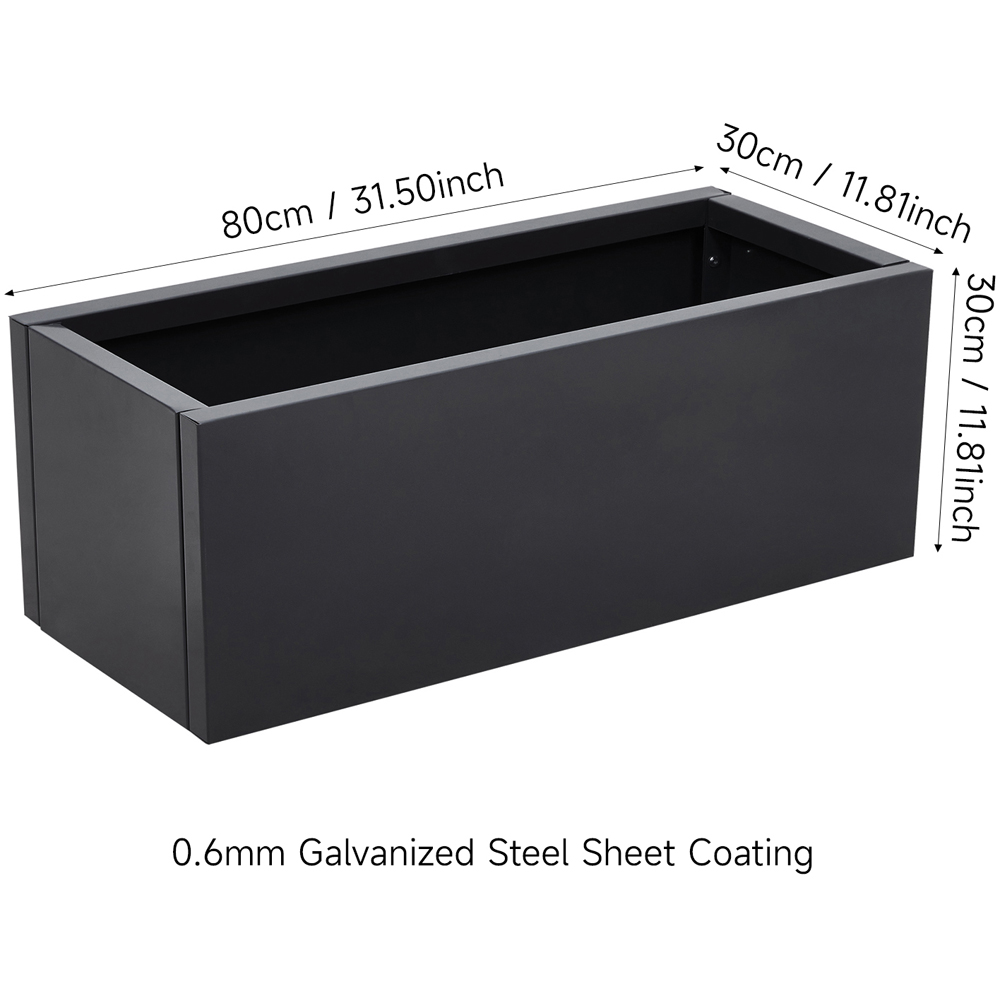 Living and Home Black Metal Rectangular Planter Box 80L Image 6