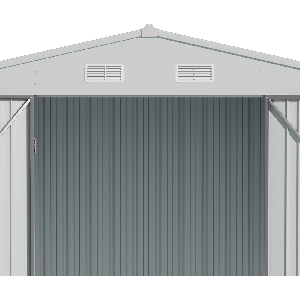 Living and Home 10 x 8ft Grey and White Metal Apex Garden Storage Shed Image 5