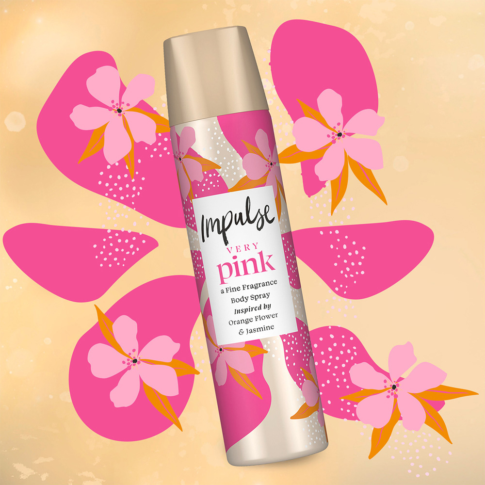 Impulse Very Pink Blend of Natural Scents Body Spray Deodorant 75ml 6 Pack Image 5