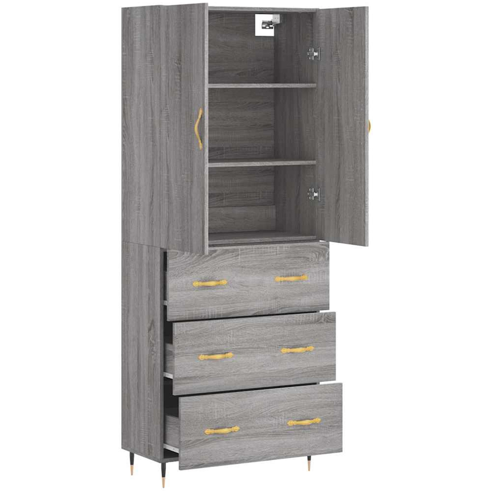 vidaXL 2 Door 3 Drawer Grey Sonoma Tall Highboard Image 4