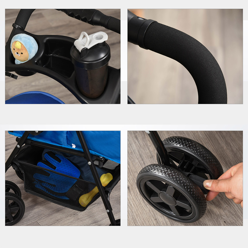 PawHut 4 Wheel Pet Stroller Blue Image 2