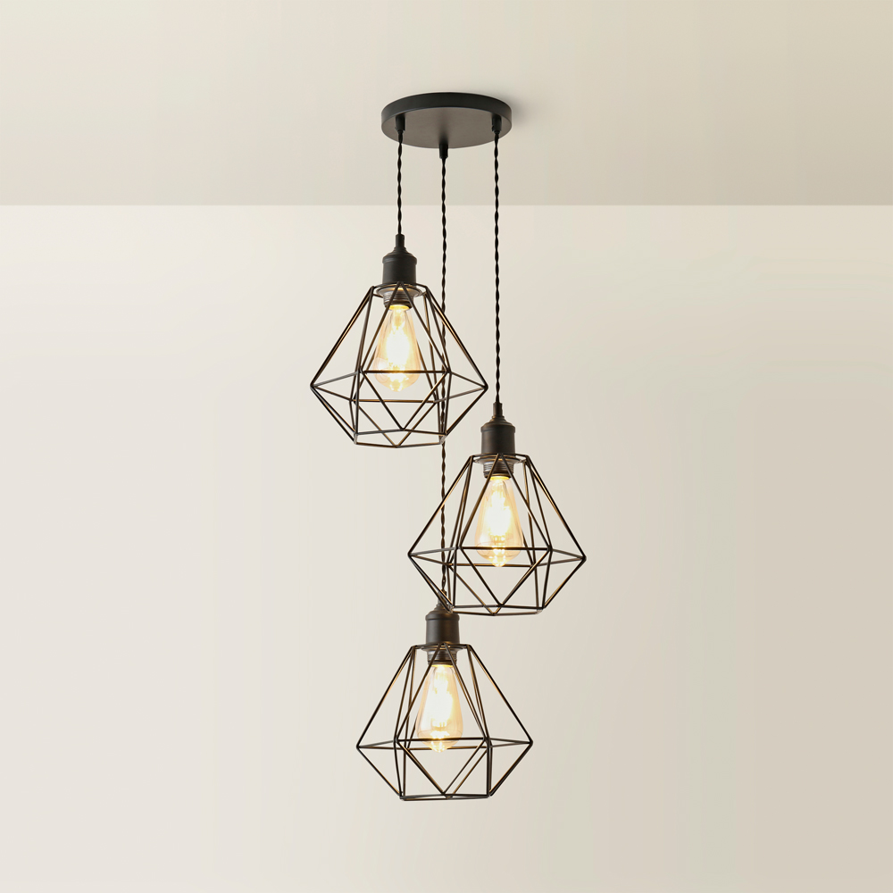 ValueLights Diablo Geometric 3 Drop Cluster Matte Black Ceiling LED Pendant Light Image 5