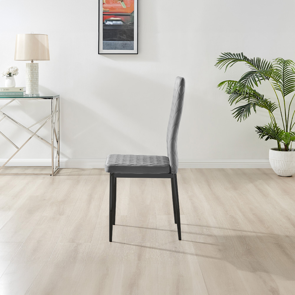 Furniturebox Lucia Valera 6 Seater Dining Set Black Gloss and Grey Image 5