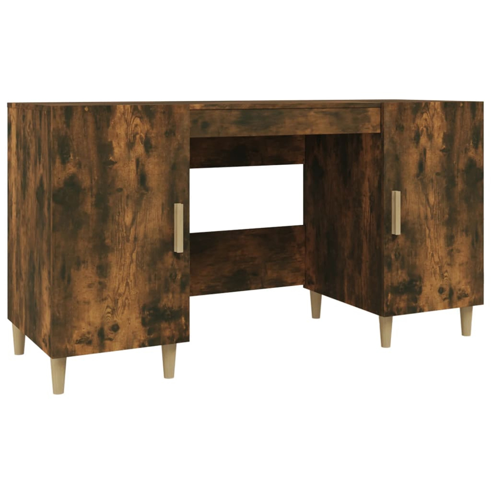 vidaXL 2 Door Computer Desk Smoked Oak Image 2