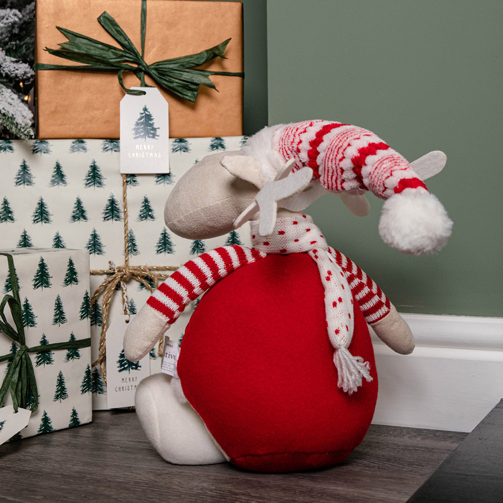 Samuel Alexander Light Up Sitting Reindeer Christmas Decoration with Red and White Jumper Image 5