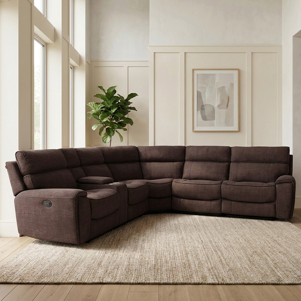 Cancun 5 Seater Brown Corner Sofa Image 1
