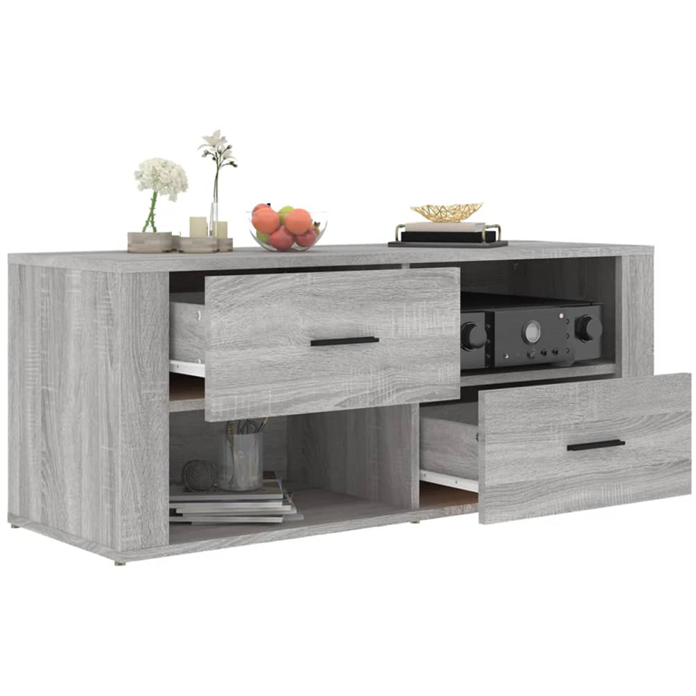 vidaXL 2 Drawer 2 Shelf Grey TV Cabinet Image 5