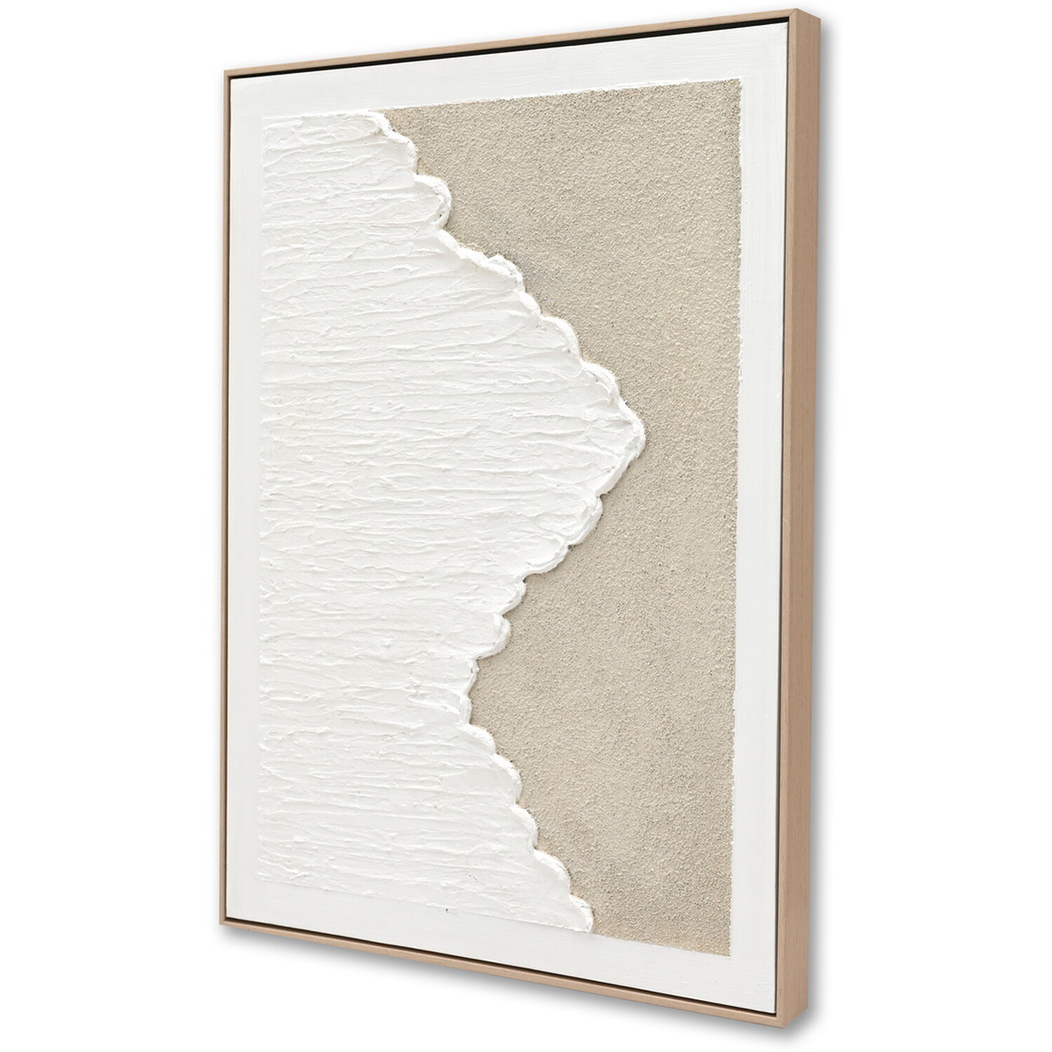 Calming Textured Hand Painted Wave Wall Art White Image 6